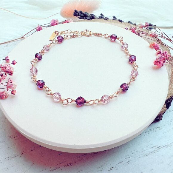 New Faceted Crystal Beads Bracelet | 14k Gold Filled | Handmade in BC - Picture 1 of 5